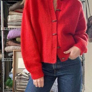 Red Button-Up Women's Sweater